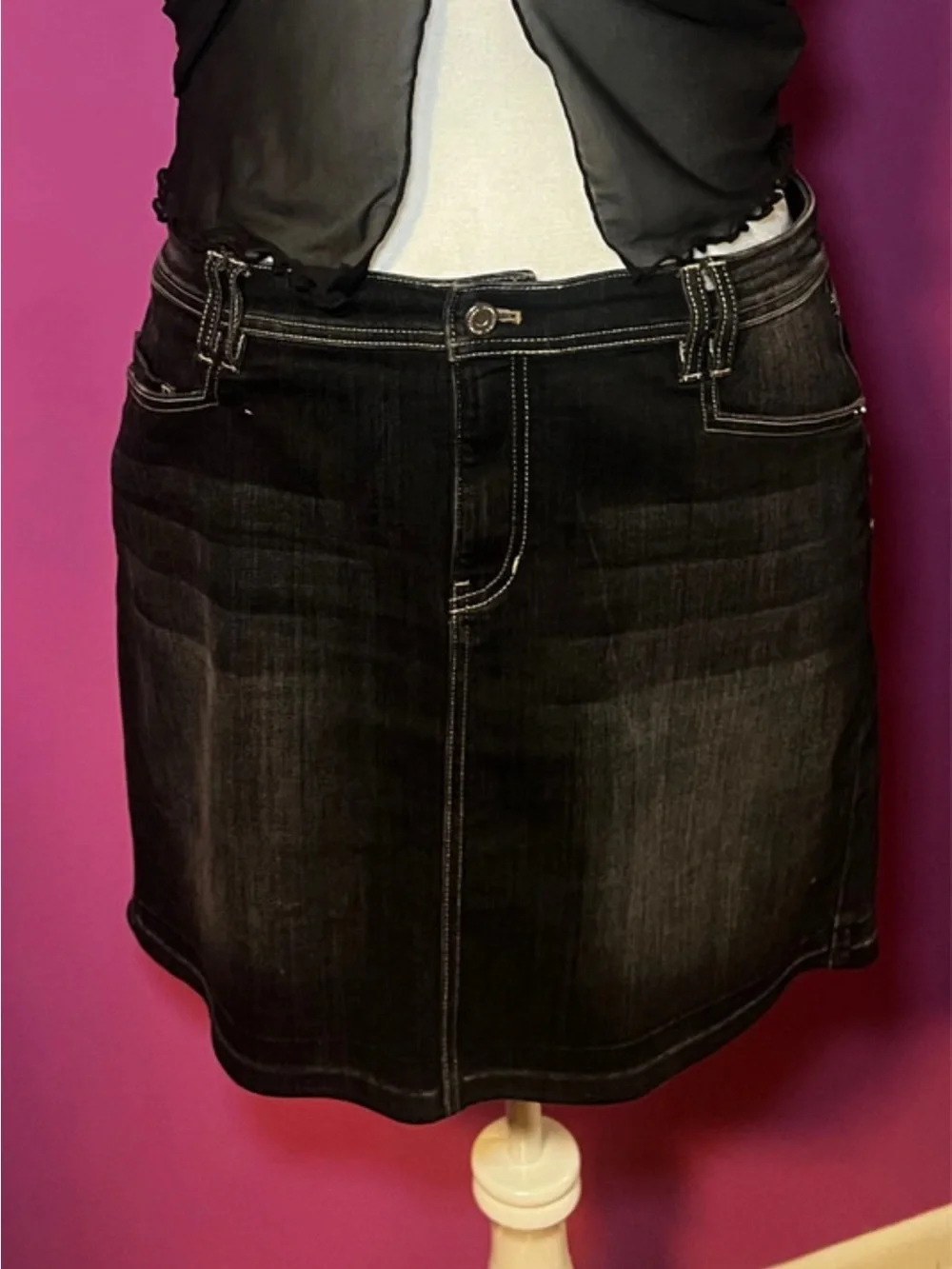 White House Black Market Black Denim Mini Skirt